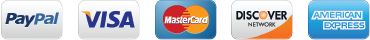 We accept PayPal, VISA, MasterCard, Discover, and American Express